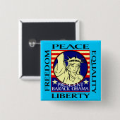 OBAMA WINT! VIERKANTE BUTTON 5,1 CM (Voorkant /achterkant)