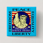 OBAMA WINT! VIERKANTE BUTTON 5,1 CM (Voorkant)