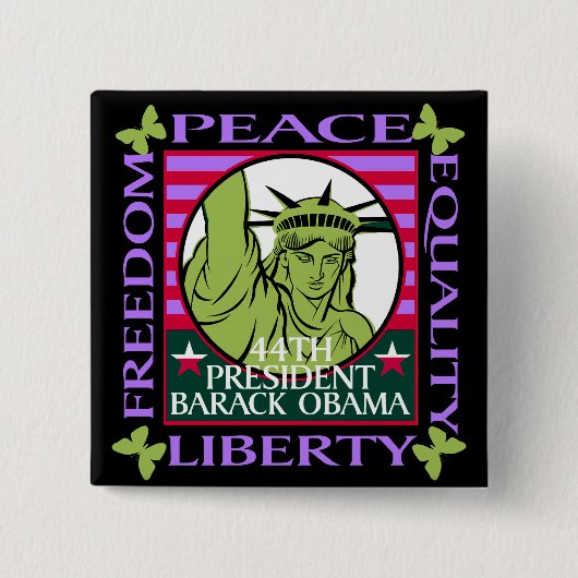 OBAMA WINT! VIERKANTE BUTTON 5,1 CM (Voorkant)