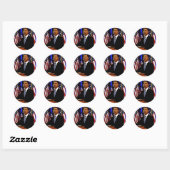 Obama-with-vlaggen Ronde Sticker (Vel)
