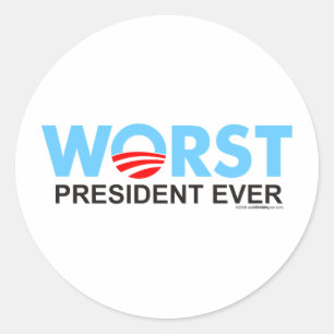 Obama WorstEver Ronde Sticker