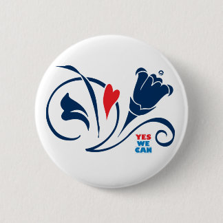 Obama - Yes We Can, Liefde Bloeit Knop, rond Ronde Button 5,7 Cm