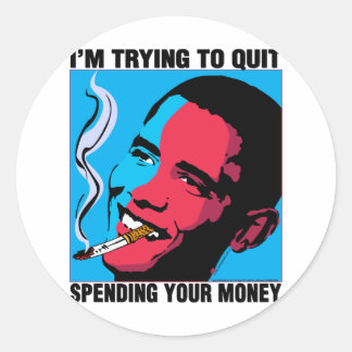 Obama zegt: Ik probeer te stoppen Ronde Sticker