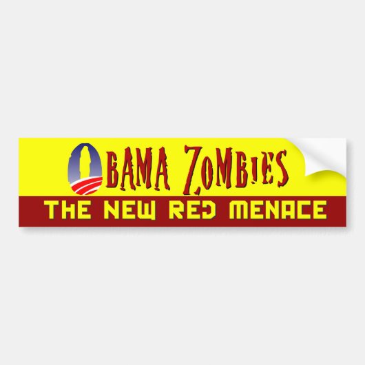 Obama Zombie Red Menace Bumpersticker (Voorkant)