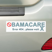 Obamacare: Fout 404...gelieve te wachten . Bumpersticker (Op auto)