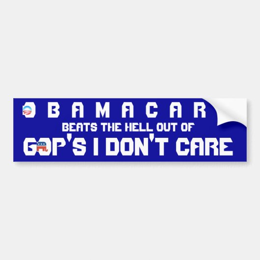 OBAMACARE V. GOP ZORGEN NIET BUMPERSTICKER (Voorkant)