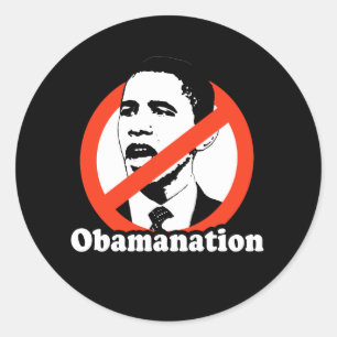 OBAMANATIE / ANTI-OBAMA T-SHIRT RONDE STICKER