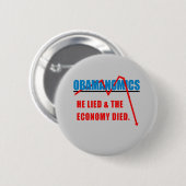 Obamanomica: hij loog en de economie stierf ronde button 5,7 cm (Voorkant /achterkant)