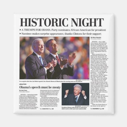 Obama's historische nachtmagneet magneet (Voorkant)