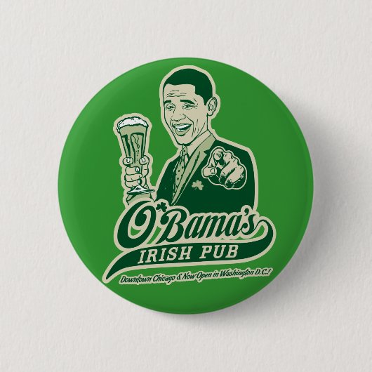 Obama's Irish Pub Ronde Button 5,7 Cm (Voorkant)