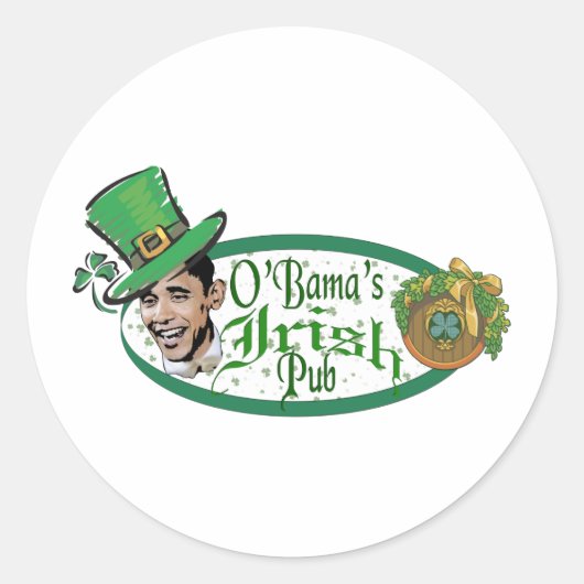Obama's Irish Pub Ronde Sticker (Voorkant)