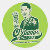 Obama's Irish Pub Ronde Sticker (Voorkant)