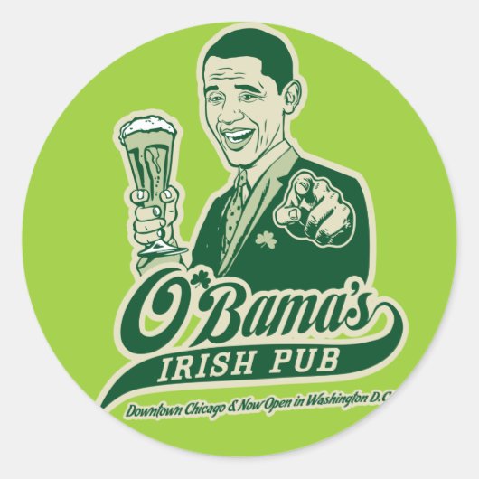 Obama's Irish Pub Ronde Sticker (Voorkant)