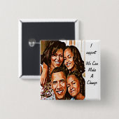 Obama's Love_ Vierkante Button 5,1 Cm (Voorkant /achterkant)