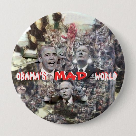 Obama's MAD wereld Ronde Button 4,0 Cm (Voorkant)