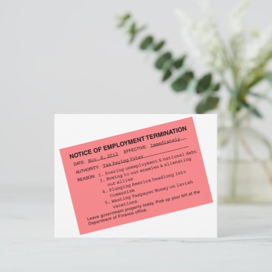 Obama's roze slip briefkaart (Staand voorkant)