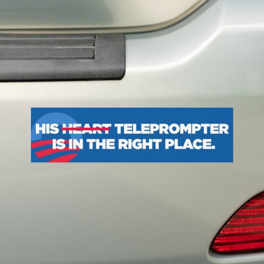 Obama's Teleprompter zit op de rechterkant Bumpersticker (Op auto)
