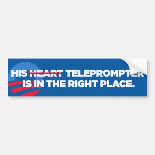 Obama's Teleprompter zit op de rechterkant Bumpersticker (Voorkant)