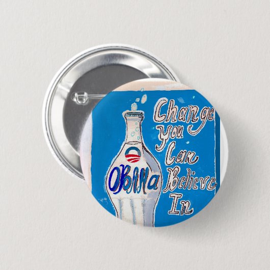 obamawaterdiepblauwe ronde button 5,7 cm (Voorkant /achterkant)