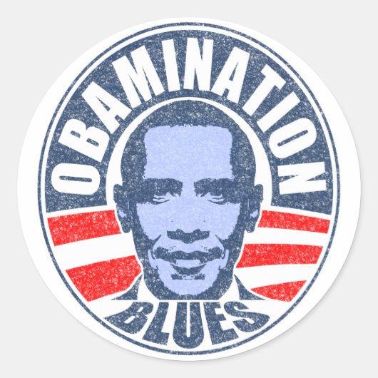 Obamination Blues Ronde Sticker (Voorkant)