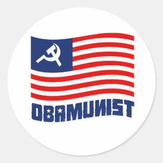 Obamunist blauw ronde sticker