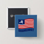 Obamunistische vlag vierkante button 5,1 cm (Voorkant /achterkant)