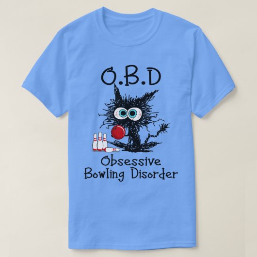 OBD-obsessief-Bowling stoornis Funny Black Cat Bow T-shirt (Design voorkant)