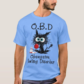 OBD-obsessief-Bowling stoornis Funny Black Cat Bow T-shirt