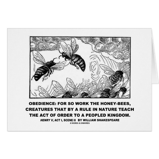 Obedience Work Honey-Bees Henry V Shakespeare (Voorkant Horizontaal)