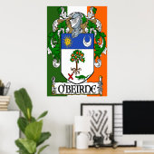 O'Beirne Coat of Arms Irish Flag Print (Thuiskantoor)