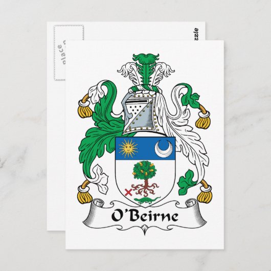 O'Beirne Family Crest Briefkaart (Voorkant / Achterkant)
