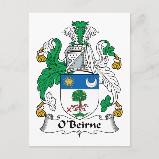 O'Beirne Family Crest Briefkaart (Voorkant)