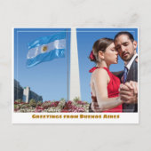 Obelisk van Buenos Aires Argentinië w Tango Danser Briefkaart (Voorkant)
