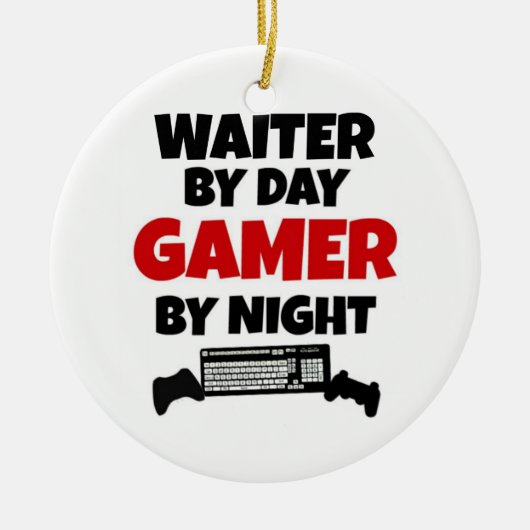 Ober bij dag gamer bij nacht keramisch ornament (Voorkant)