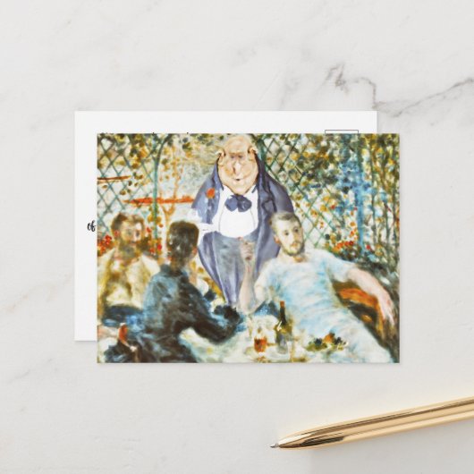 Ober bij het bootfeest (Renoir) Briefkaart (Voorkant / Achterkant in situ)