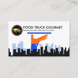 Ober die Dish City Silhouette Caterer bedient Visitekaartje