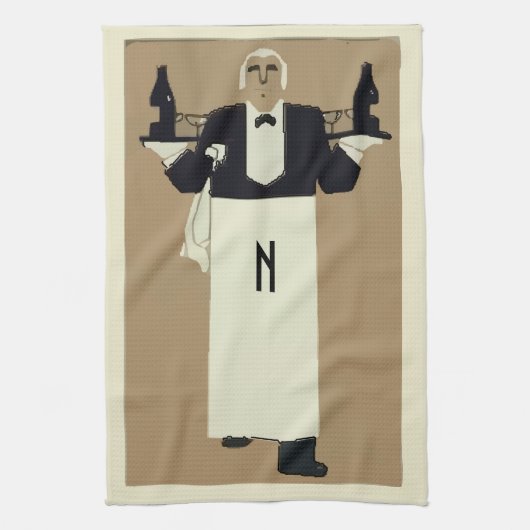 Ober die wijn serveert theedoek (Verticaal)