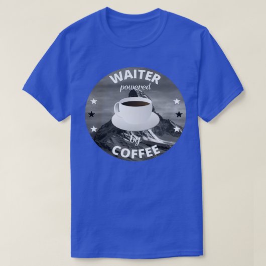 Ober met koffiewinsten geeft bergen t-shirt (Design voorkant)