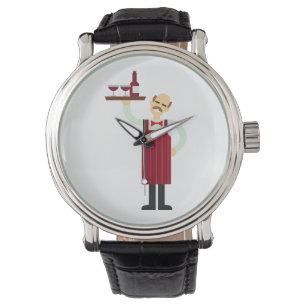 Ober met wijn horloge