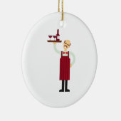 Ober met wijn keramisch ornament (Rechts)