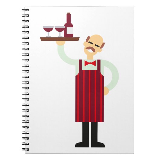Ober met wijn notitieboek (Voorkant)