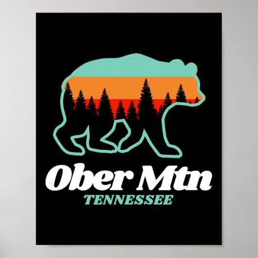 Ober Mountain Tennessee Skiing Snowboarding Bear  Poster (Voorkant)