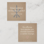 Ober, server, creditcard voor slechte service contactkaartje (Voorkant / Achterkant)