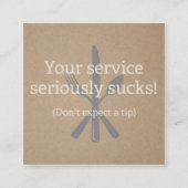 Ober, server, creditcard voor slechte service contactkaartje (Voorkant)