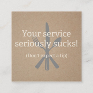 Ober, server, creditcard voor slechte service contactkaartje