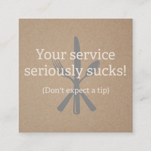 Ober, server, creditcard voor slechte service contactkaartje (Voorkant)