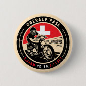 Oberalp Pass | Zwitserland | Motorfiets Ronde Button 5,7 Cm (Voorkant)