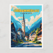 Oberammergau Duitsland vintage reisillustratie Briefkaart (Voorkant)