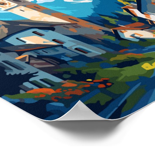 Oberammergau Duitsland vintage reisillustratie Poster (Hoek)