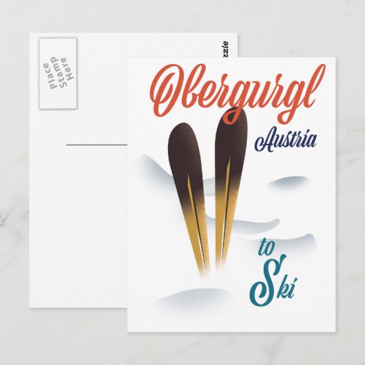 Obergurgl Austria Ski poster Briefkaart (Voorkant / Achterkant)